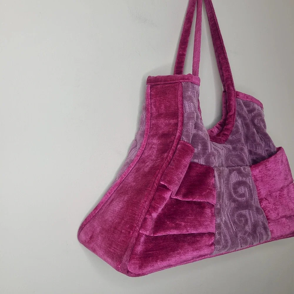Offhand Designs‎ Knitting Project Bag Carpet Bag Purple Pink Swirl Design Rare